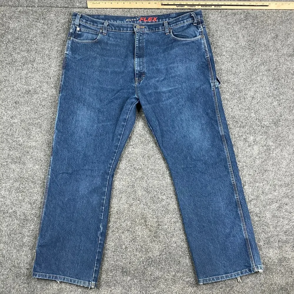 Dickies Carpenter 40X30 Jeans Mens Relaxed Straight‎ Blue Distressed Utility